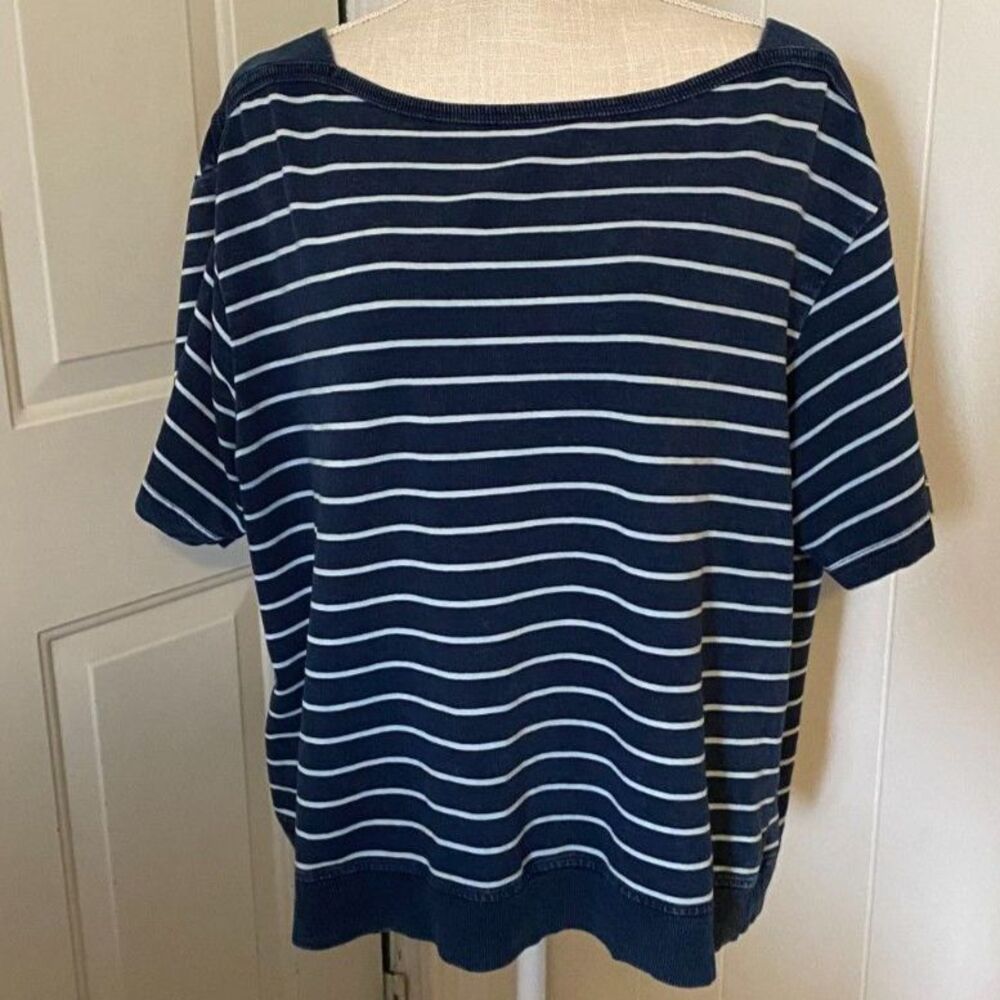 Jane Delancey Navy & Light Blue Stripped Top Size XL